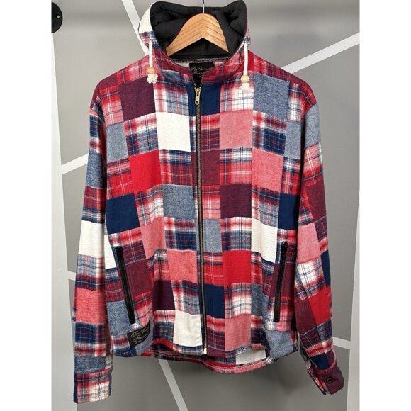 Vermont Flannel Co Hooded Men's XS Cottage Cozy Patchwork Plaid Full Zip Jacket - Picture 1 of 16